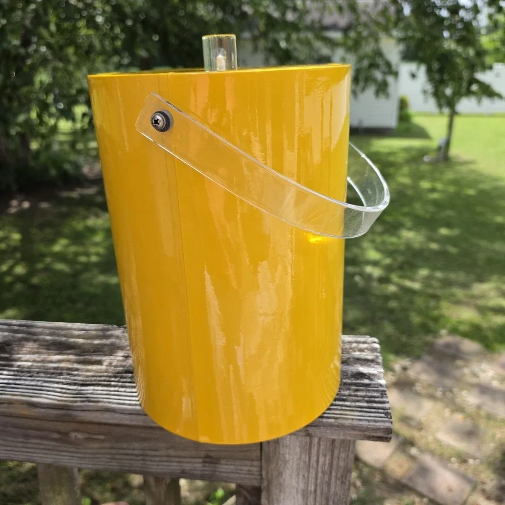 Vintage Specialties Unlimited Yellow Ice Bucket Lucite Handle MCM Mod Barware